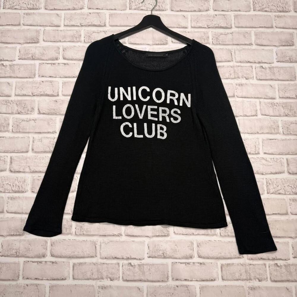 Adine Luxe Basics "Unicorn Lovers‎ Club" Black Viscose Sweater Women's S
